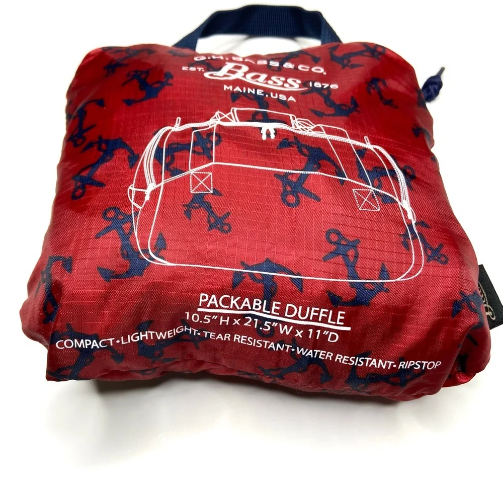 G.H. Bass & Co. Red and Blue Anchor Packable Duffel Bag